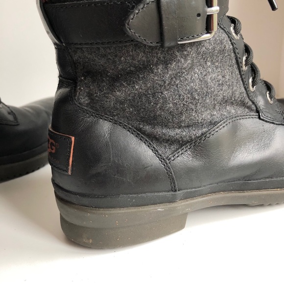 UGG® Kesey Mid-Calf Lace Up Boots Black Sz 7 - Picture 9 of 12